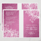 Elegantes Hochzeitsprogramm Vintage Wirbel Rosa (Vorne/Hinten)