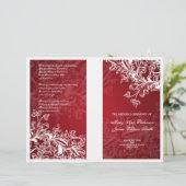 Elegantes Hochzeitsprogramm Vintage Wirbel Rot (Stehend Vorderseite)