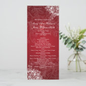 Elegantes Hochzeitsprogramm Vintage Wirbel Rot Programm (Stehend Vorderseite)