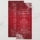 Elegantes Hochzeitsprogramm Vintage Wirbel Rot Programm (Vorne/Hinten)