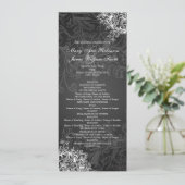 Elegantes Hochzeitsprogramm Vintage Wirbel Schwarz Programm (Stehend Vorderseite)