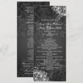 Elegantes Hochzeitsprogramm Vintage Wirbel Schwarz Programm (Vorne/Hinten)