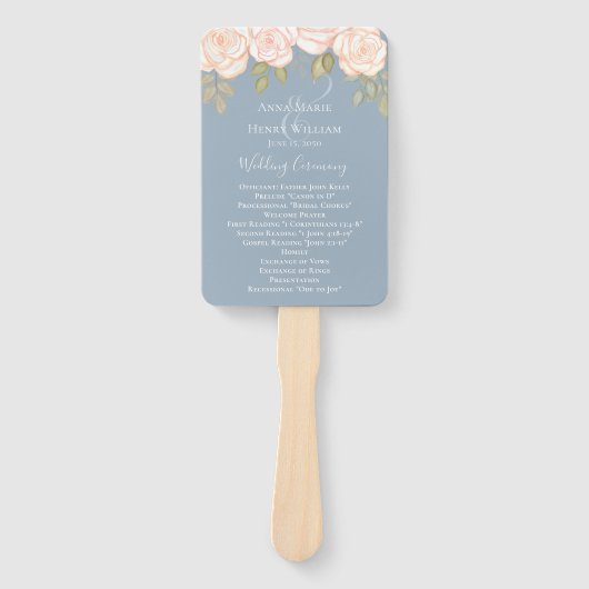 Elegantes Hochzeitsprogramm Watercolor Dusty Blue Fächer (Vorderseite)
