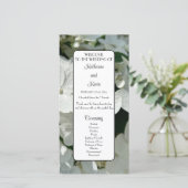 Elegantes Hochzeitsprogramm White Hydrangea (Stehend Vorderseite)