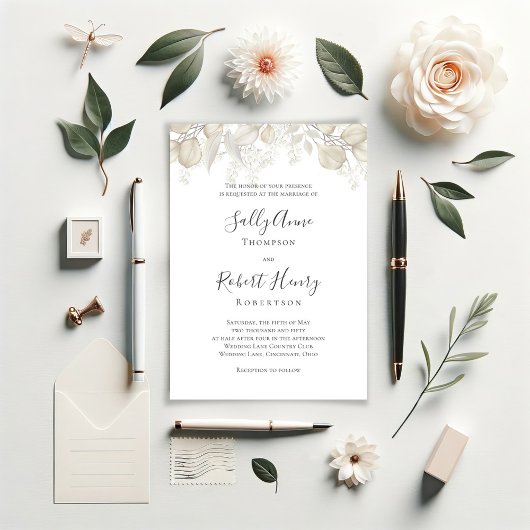 Elegantes Hochzeitssage, Grünes Blatt Einladung