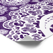 Elegantes Hochzeitssatch Paisley Lace Lila Poster (Ecke)