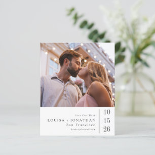 Elegantes Hochzeitssave-the-Date mit zwei Fotos zu