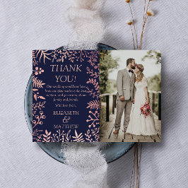 Elegantes Hochzeitsschiff der Marine & Rose Gold F Dankeskarte