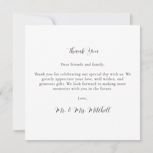 Elegantes Hochzeitsschik-Monogramm für benutzerdef Dankeskarte (Rückseite)