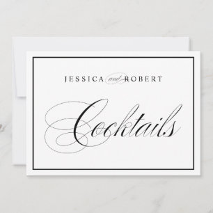 Elegantes Hochzeitsschild Cocktails Schwarze Umran Einladung