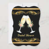 Elegantes Hochzeitsschwarz-Gold-Brautparty Einladung (Vorderseite)