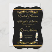 Elegantes Hochzeitsschwarz-Gold-Brautparty Einladung (Rückseite)