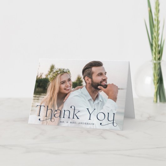 Elegantes Hochzeitssemble Dankeskarte (Vorderseite)