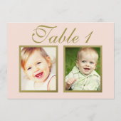 Elegantes Hochzeitssemble Foto Blush Gold Tischnum Einladung (Rückseite)