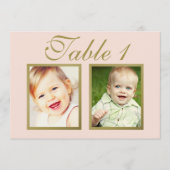 Elegantes Hochzeitssemble Foto Blush Gold Tischnum Einladung (Vorderseite)