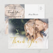 Elegantes Hochzeitssemble Foto Danke Gold Elegant Postkarte (Vorne/Hinten)