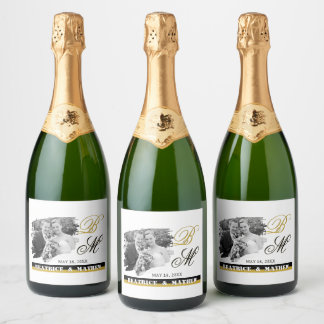 Elegantes Hochzeitssemble Foto Weinmarken, Jubiläu Schaumweinetikett
