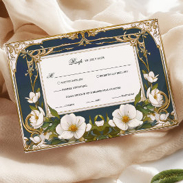 Elegantes Hochzeitssemble für Navy Blue und Gold V RSVP Karte