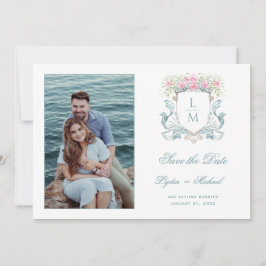 Elegantes Hochzeitssemble mit Rose | Monogramm Save The Date