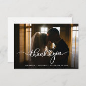Elegantes Hochzeitsskript-Foto Dankeskarte (Vorne/Hinten)