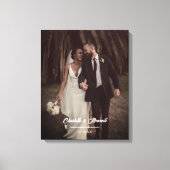 Elegantes Hochzeitsskript-Foto mit Namen und Datum Leinwanddruck (Vorderseite)