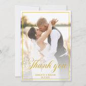 Elegantes Hochzeitsskript - Fotos Dankeskarte (Vorderseite)