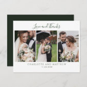 Elegantes Hochzeitsskript für Fotos Dankeskarte (Vorne/Hinten)