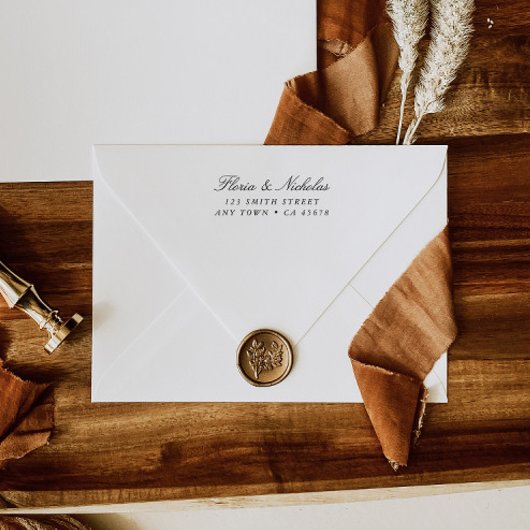 Elegantes Hochzeitsskript für Rücksendeadresse Rub Gummistempel