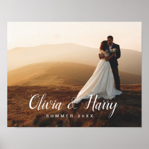 Elegantes Hochzeitsskript   Hochzeitplakat für Fot Poster