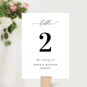 Elegantes Hochzeitsskript Kalligrafie Tischnummer