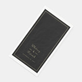 Elegantes Hochzeitsskript Minimalistisch Black Gol Serviette (Ecke)
