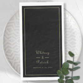 Elegantes Hochzeitsskript Minimalistisch Black Gol Serviette