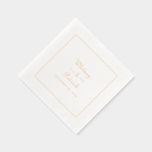 Elegantes Hochzeitsskript Minimalistisch Chic Gold Servietten Mit Folie (Rechts)