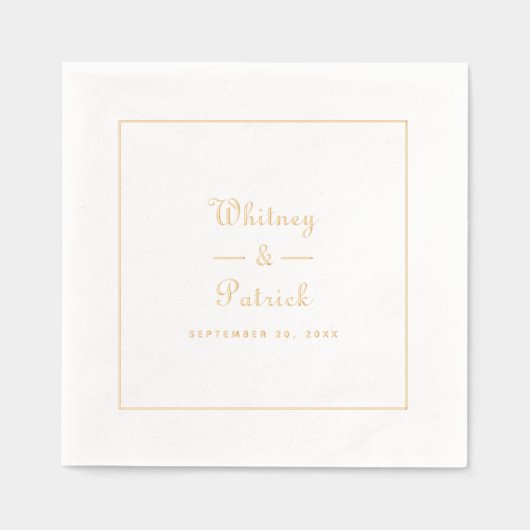 Elegantes Hochzeitsskript Minimalistisch Chic Gold Servietten Mit Folie (Vorderseite)