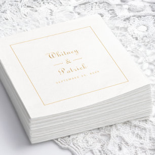 Elegantes Hochzeitsskript Minimalistisch Chic Gold Servietten Mit Folie