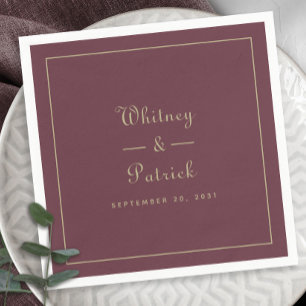 Elegantes Hochzeitsskript Minimalistisch Gold & Bu Serviette