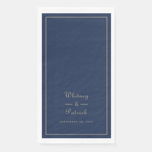 Elegantes Hochzeitsskript Minimalistisch Navy Blue Serviette (Vorderseite)