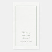 Elegantes Hochzeitsskript Minimalistisch Sage Gree Serviette (Vorderseite)