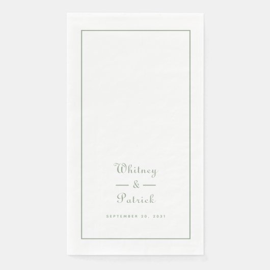 Elegantes Hochzeitsskript Minimalistisch Sage Gree Serviette (Vorderseite)