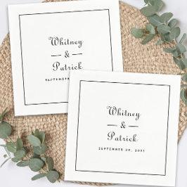 Elegantes Hochzeitsskript Minimalistischer Schwarz Serviette