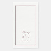 Elegantes Hochzeitsskript Minimalistisches Burgund Serviette (Vorderseite)