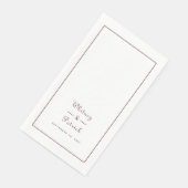 Elegantes Hochzeitsskript Minimalistisches Burgund Serviette (Ecke)