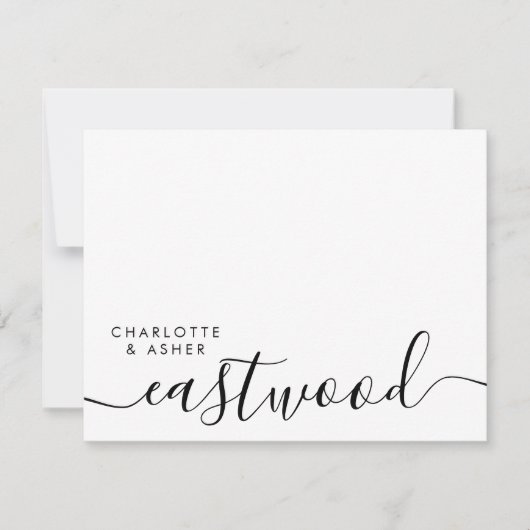Elegantes Hochzeitsskript Monogramm Mitteilungskarte (Vorderseite)