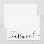 Elegantes Hochzeitsskript Monogramm Mitteilungskarte (Vorne/Hinten)