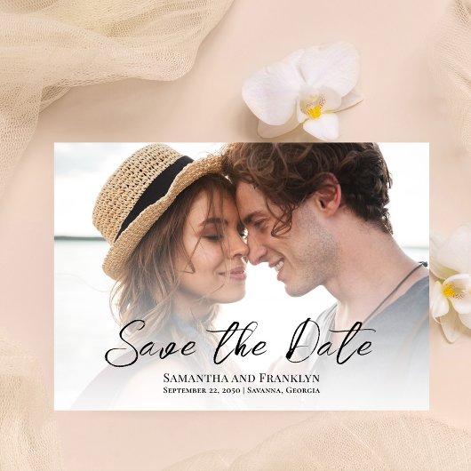 Elegantes Hochzeitsstift Foto Einfache Pfirsich Save The Date