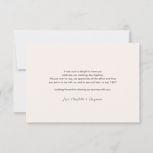 Elegantes Hochzeitsstift Handgeschriebenes Foto Dankeskarte (Rückseite)