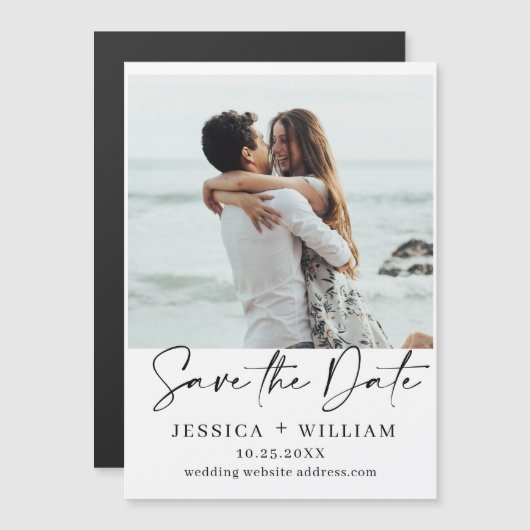 Elegantes Hochzeitsstift Save the Date Magnetkarte (Vorne/Hinten)