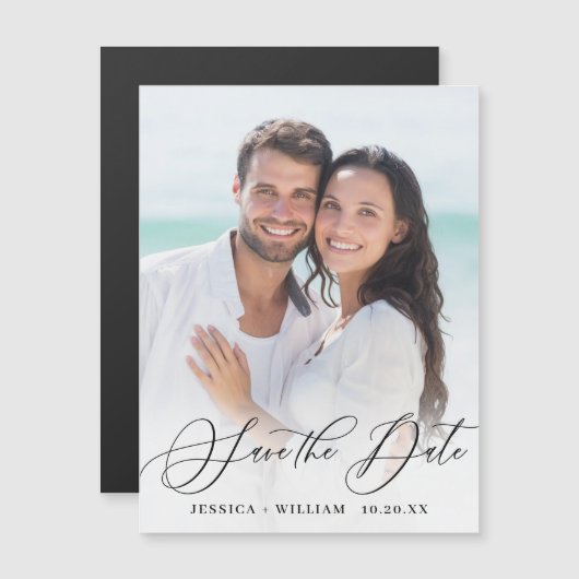 Elegantes Hochzeitsstift Save the Date Magnetkarte (Vorne/Hinten)