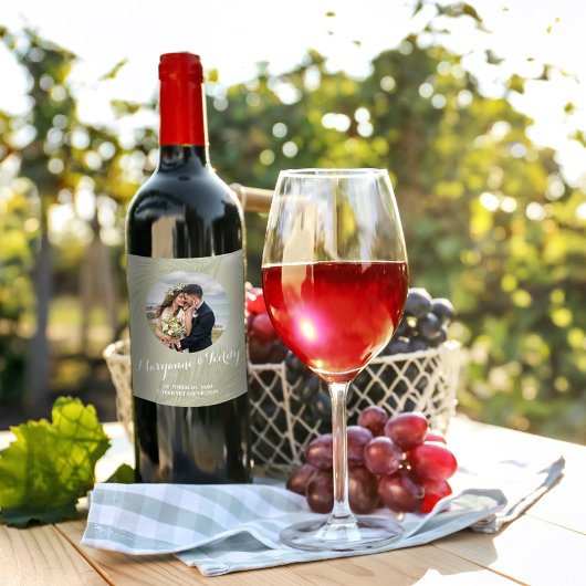 Elegantes Hochzeitsstil Einfaches Foto Tropical Pa Weinetikett