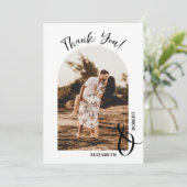 Elegantes Hochzeitsstil-Foto Dankeskarte (Stehend Vorderseite)